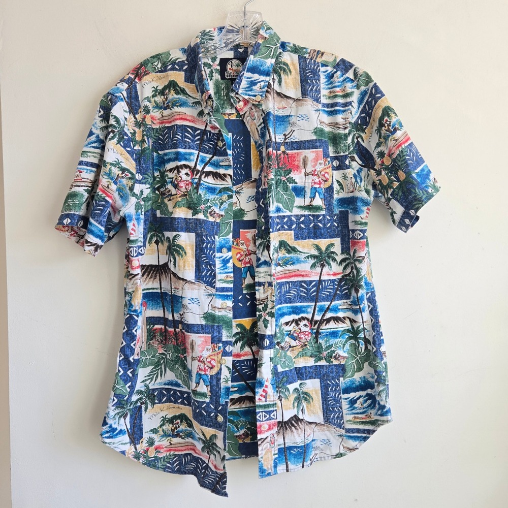 RARE Reyn Spooner Medium Santa Mele Kalikimaka 2018 Hawaiian‎ Christmas Button